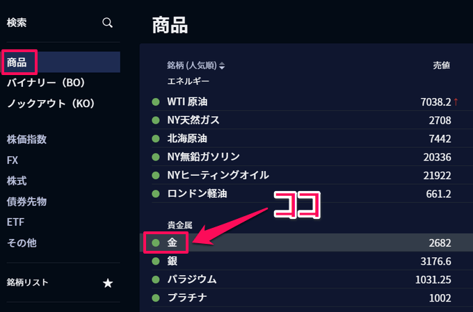 IG証券のゴールドの買い方・発注方法