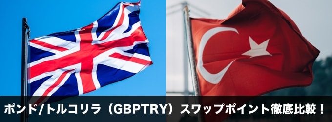 ポンドトルコリラ（GBPTRY）スワップポイント徹底比較！