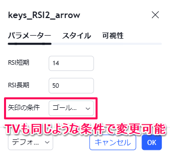 TradingViewのパラメーター設定